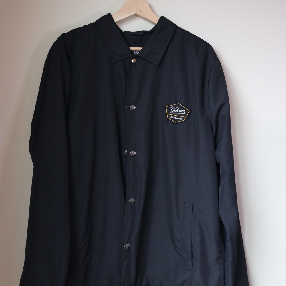 VOLCOM STONEMADE BLACK BUTTON UP WINDBREAKER LARGE